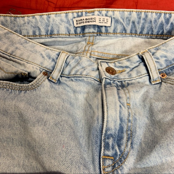Zara basic straight leg fringe light wash jeans - 6 - Picture 7 of 8